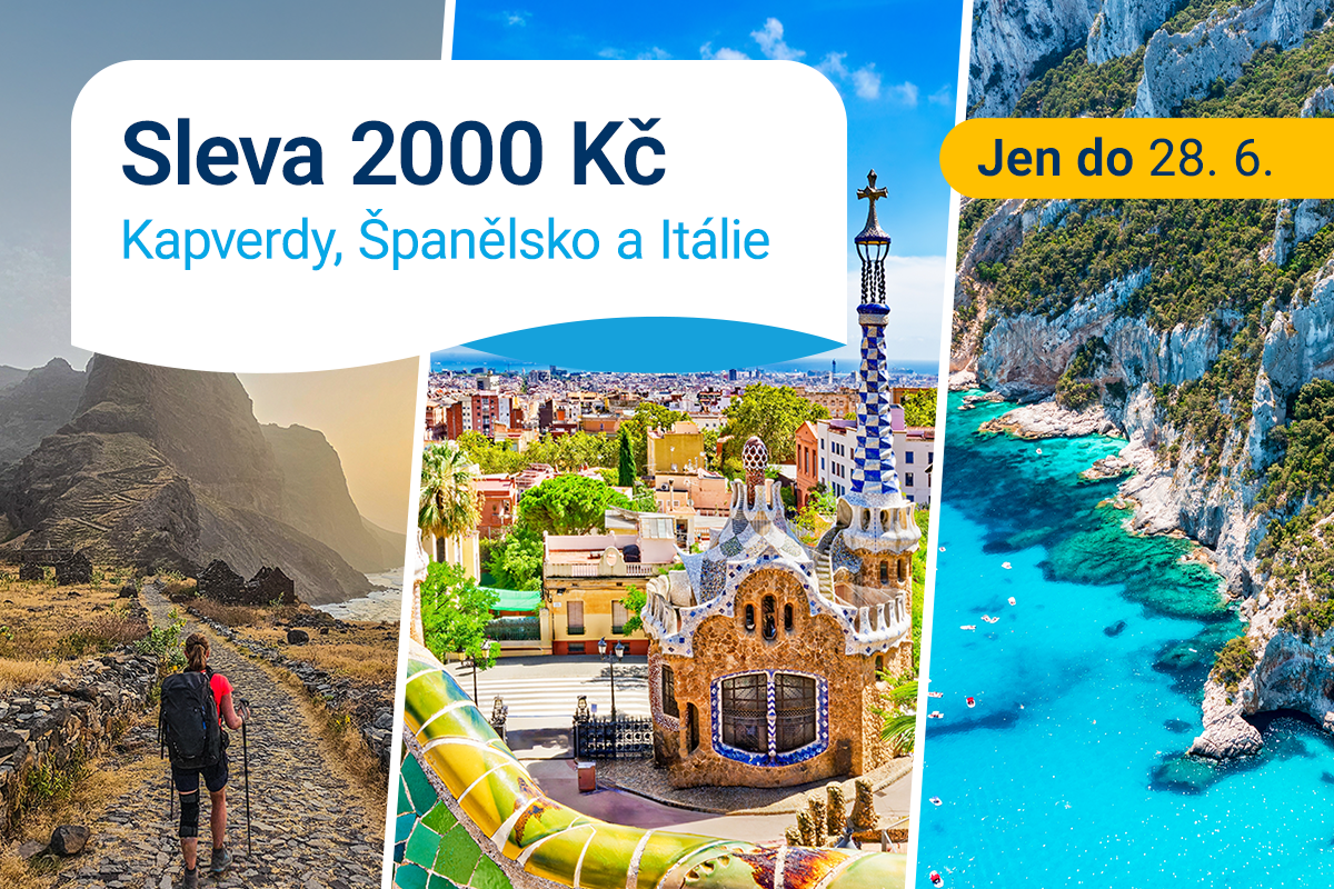 Sleva 2000 Kč Kapverdy, Španělsko, Itálie