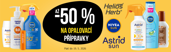 Až -50 % na opalovací přípravky