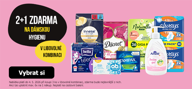 2+1 zdarma na dámskou hygienu